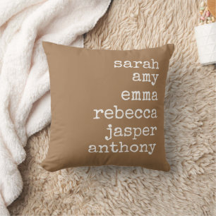 Coussin Terracotta Nom de famille personnalisé Monogramme