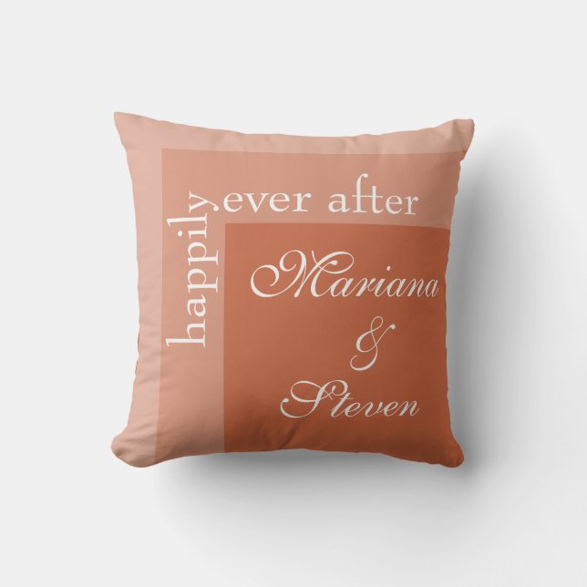 Coussin Terracotta Simple Moderne Chic Mariage Script (Recto)