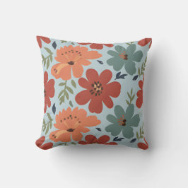 Coussin Terracotta & Teal Retro Floral