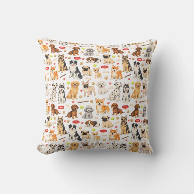 Coussin Terrain de jeu des amis chiots (Recto)