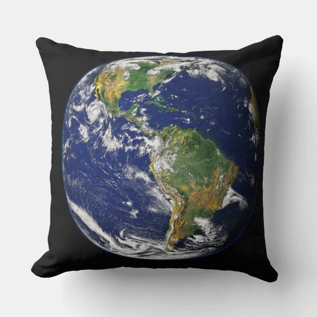Coussin Terre Amérique du Nord Amérique du Sud (Recto)