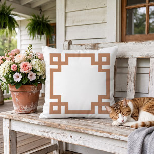 Coussin Terre cuite et clé grecque blanche Couleurs modi
