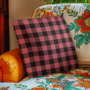 Coussin Terre cuite rouge et noir chevron Buffalo carreau