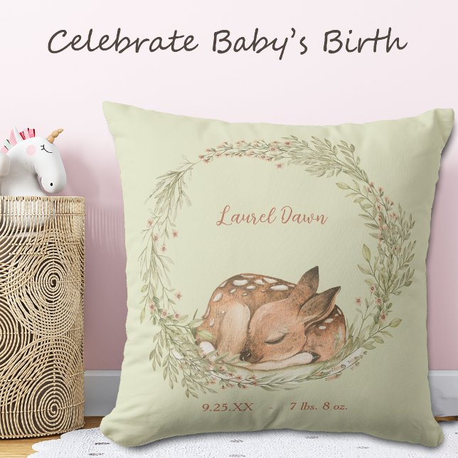 Coussin Terre de la feuille de printemps du cerf couché (Créateur téléchargé)