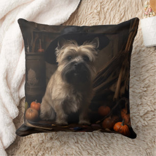 Coussin Terrier Cairn Citrouilles Halloween Épouvantable