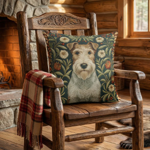 Coussin Terrier Fox à poil dur dans le style floral de Wil
