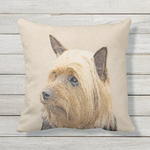 Coussin Terrier soyeux peignant - art original mignon de