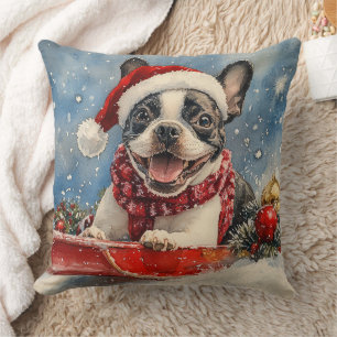 Coussin Tervueren Boston Terrier dans un traîneau Laissez