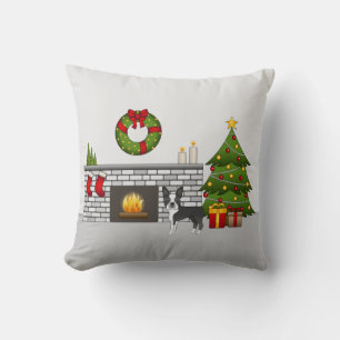 Coussin Tervueren noir dans une salle de Noël festive