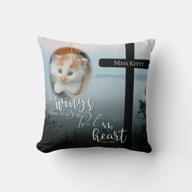 Coussin Tes ailes étaient prêtes Cat Memorial PHOTO (Recto)
