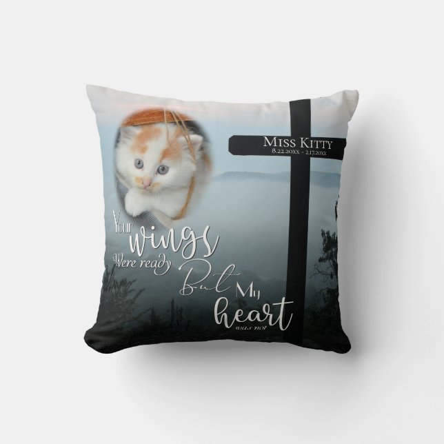 Coussin Tes ailes étaient prêtes Cat Memorial PHOTO (Recto)