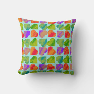 Coussin Tessellation de cœur coloré Art pop psychédélique 