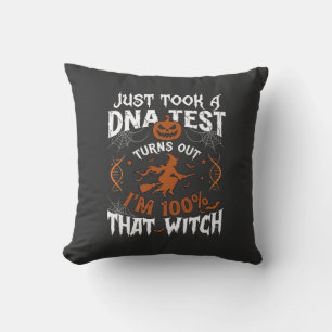 Coussin Test ADN Sorcière Halloween Citrouille Toile d'ara