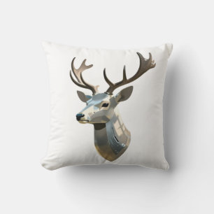Coussin Tête de Cerf Cybernétique Métallique, Trophée de D
