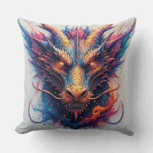 Coussin Tête de dragon aux yeux féroces