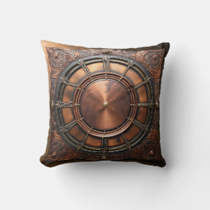 Coussin Tête de temps en cuivre Steampunk