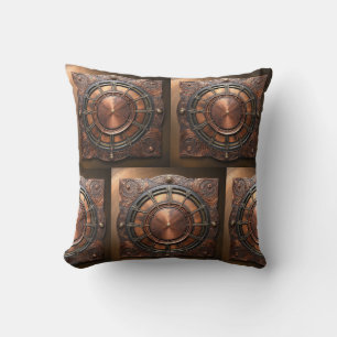 Coussin Tête de temps en cuivre Steampunk