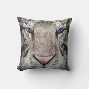 Coussin Tête de Tigre Blanc Esthétique Faunique