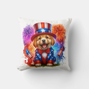 Coussin Tête Patriotique Oncle Sam Puppy Fireworks