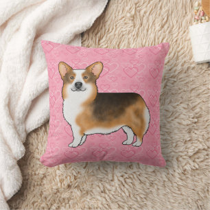 Coussin Tête rousse Tri Pembroke Welsh Corgi Amour Rose