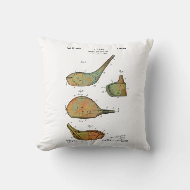 Coussin TÊTES de CLUB de GOLF - Circa 1925 - carreau (Recto)