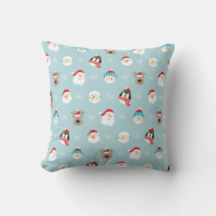 Coussin Têtes de personnage de Noël : Enveloppement festif
