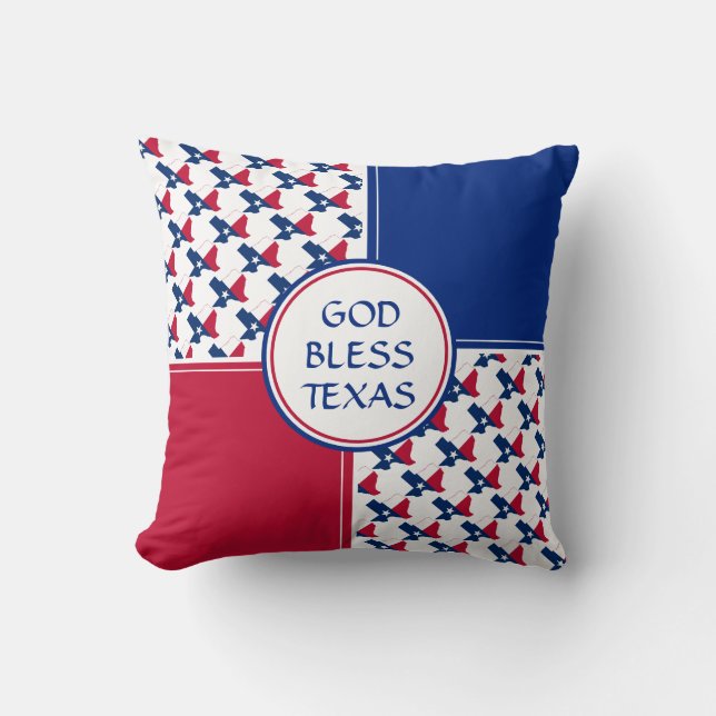Coussin TEXAS Drapeau Patriotique Texan DIEU BÉNÉFICIE TEX (Recto)