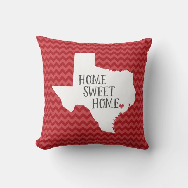 Coussin Texas Home Sweet Home State Chevron Throw Pillow (Recto)
