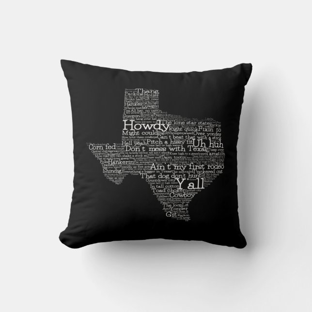 Coussin Texas USA Slang Word Art Map Jeu d'oreiller (Recto)
