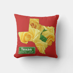Coussin Texas Yellow Roses Et State Line Signer N'IMPORTE 