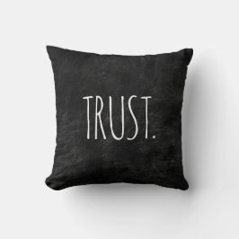 Coussin Texte de confiance en cuir noir