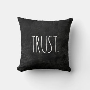 Coussin Texte de confiance en cuir noir