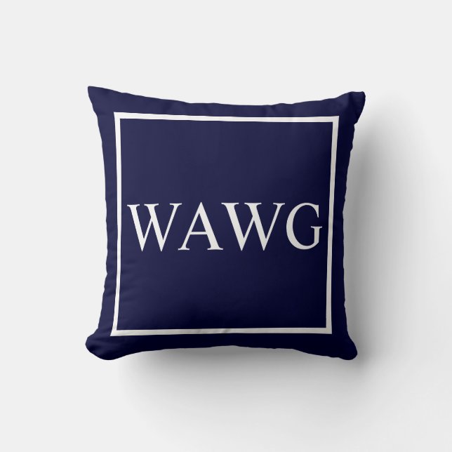 Coussin Texte de monogramme de personnaliser sur le bleu (Recto)