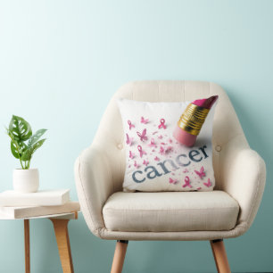Coussin Texte du Crayon Effacer le cancer