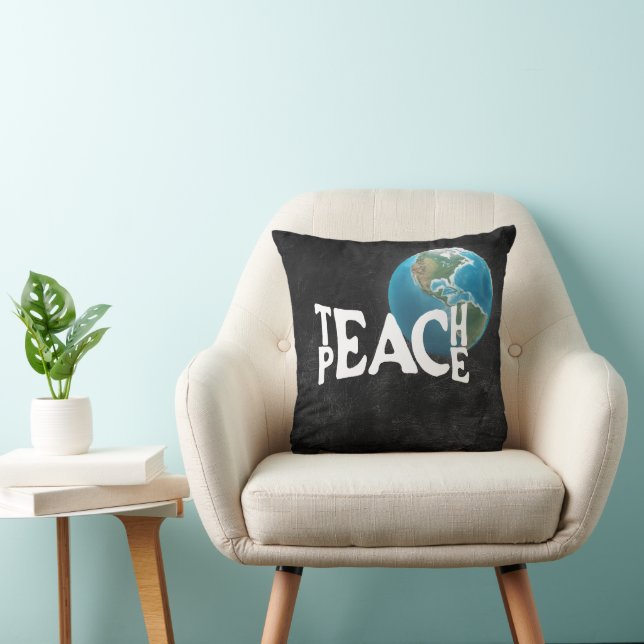 Coussin Texte "Enseigner la paix" avec la planète Terre (Chaise)