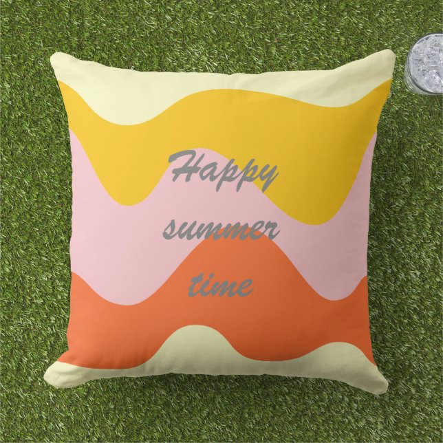 Coussin Texte et image personnalisés Joyeux été (Herbe)