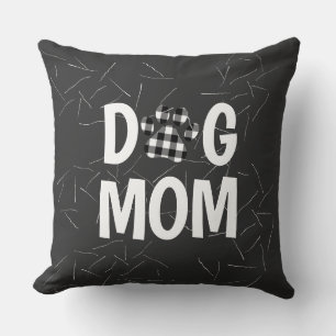 Coussin Texte Paid DOG MOM avec cheveux