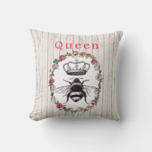 Coussin Texte Personnalisé/ Bois rustique Pays Couronne de