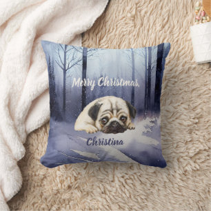 Coussin Texte personnalisé Carlin mignon édition Forêt d'h