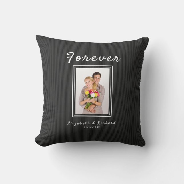 Coussin Texte personnalisé de la photo Couple (Recto)