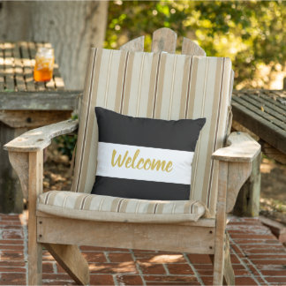 Coussin Texte personnalisé en noir et blanc, en bande hori
