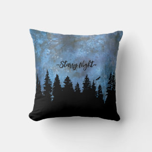 Coussin Texte personnalisé Forêt de pins Nuit