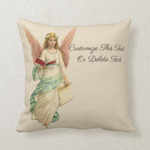 Coussin Texte personnalisé / Noël Vintage Retro Angel Girl