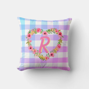 Coussin Texte Personnalisé / Pastel En vichy couronne de c