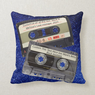 Coussin Texte personnalisé | Retro Love Music Cassette Mix