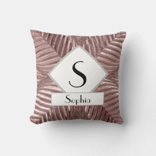 Coussin Texte Personnalisé / Rose Or Art Déco Metallic Élé