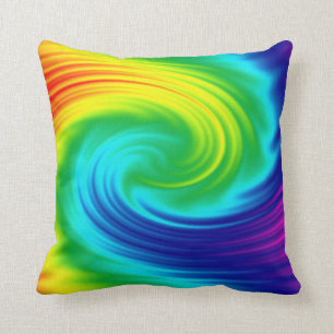 Coussin texture abstraite de remous d'arc-en-ciel