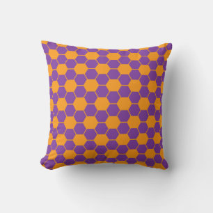 Coussin Texture de ballon de football - Violet et orange