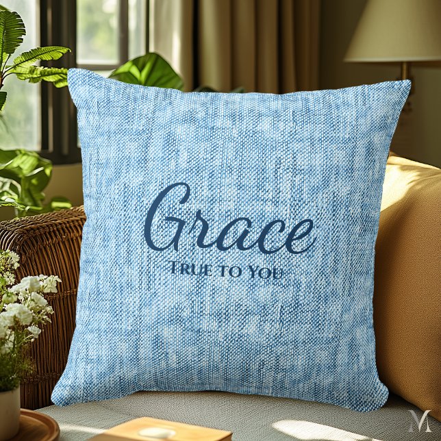 Coussin Texture de Denim bleu clair | Maison Rustique pers (Créateur téléchargé)