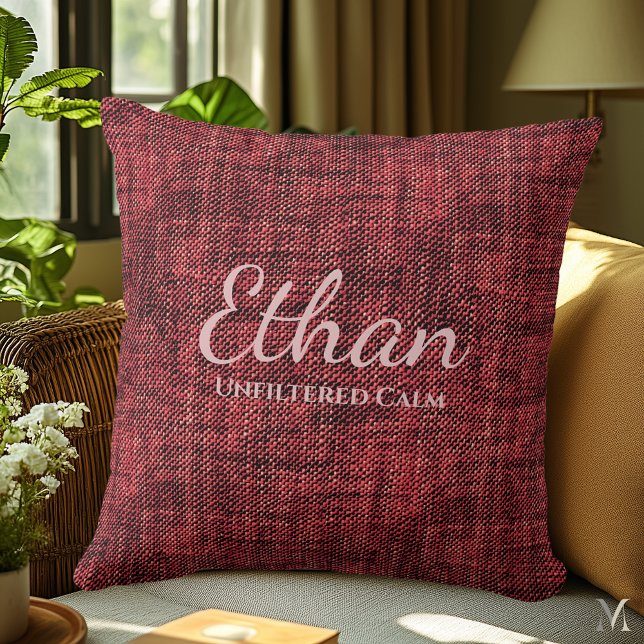 Coussin Texture de Denim Rouge Bourgogne | Maison Rustique (Créateur téléchargé)